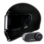 Casque Integral HJC V10 Black + Kit Bluetooth Lokui K30