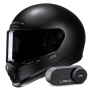 Casque Integral HJC V10 Semi Flat Black + Kit Bluetooth Lokui K30