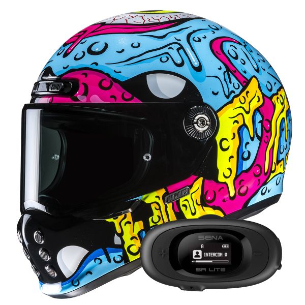 Integral HJC V10 Squeeze MC28 + Kit bluetooth 5R Lite