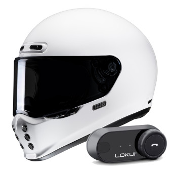 Integral HJC V10 White + Kit Bluetooth Lokui K30