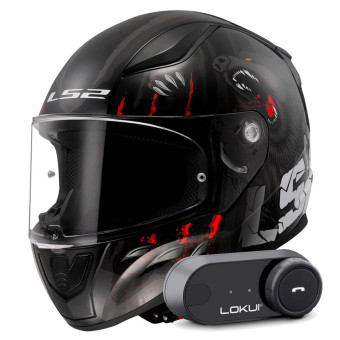 Integral LS2 Rapid II Claw Black FF353 + Kit Bluetooth Lokui K30