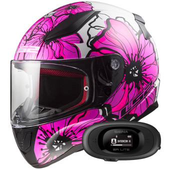 Integral LS2 Rapid II Poppies Pink FF353 + Kit bluetooth 5R Lite Solo