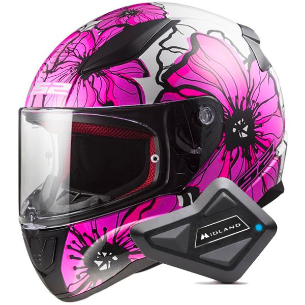 Integral LS2 Rapid II Poppies Pink FF353 + Kit Bluetooth BT Mini Integral LS2 Rapid II Poppies Pink FF353 + Kit Bluetooth BT Mini