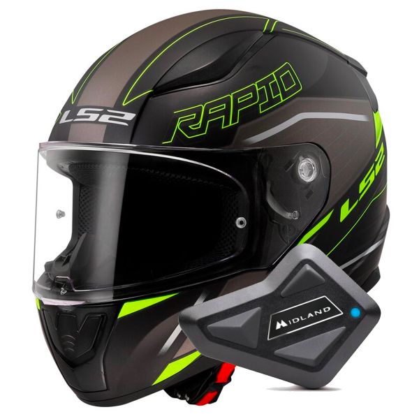 Integral LS2 Rapid II Rokku Matt Black H-V Yellow FF353 + Kit Bluetooth BT Mini Integral LS2 Rapid II Rokku Matt Black H-V Yellow FF353 + Kit Bluetooth BT Mini