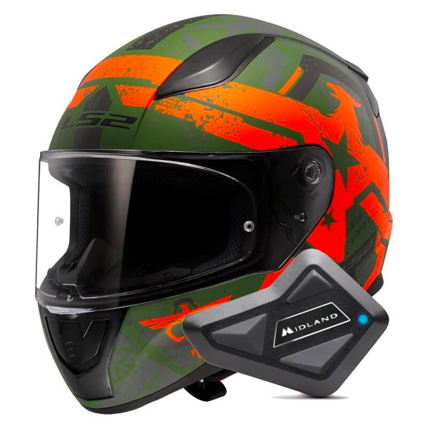 Integral LS2 Rapid II Thunderbirds Matt Orange FF353 + Kit Bluetooth BT Mini