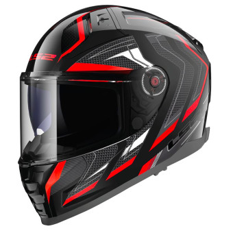 LS2 Vector II Alizer Black Red FF811 + Kit Bluetooth 4X Cardo