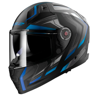 LS2 Vector II Alizer Matt Black Blue FF811 + Kit Bluetooth 4X Cardo