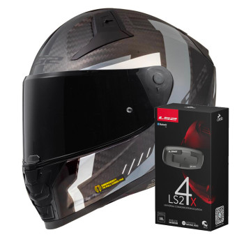 Integral LS2 Vector II C Grid Matt Black Grey FF811 + Kit Bluetooth 4X Cardo