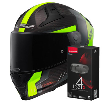 Integral LS2 Vector II C Grid Matt H-V Yellow FF811 + Kit Bluetooth 4X Cardo