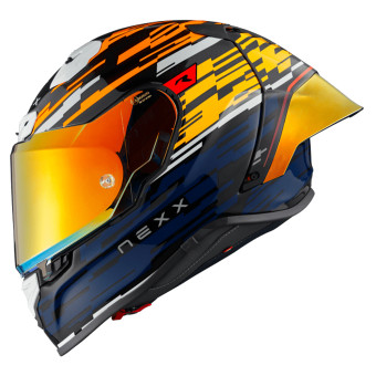 Nexx X.R3R Glitch Racer Orange Blue + Kit Bluetooth BT Mini