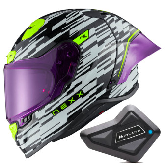 Integral Nexx X.R3R Glitch Racer White Neon + Kit Bluetooth BT Mini