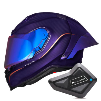 Integral Nexx X.R3R Hagibis Carbon Purple + Kit Bluetooth BT Mini