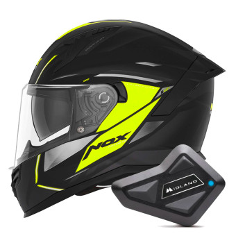 Integral NOX N401 Xeno Matt Black Neon Yellow + Kit Bluetooth BT Mini