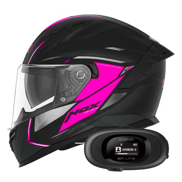 Integral NOX N401 Xeno Matt Black Pink + Kit bluetooth 5R Lite Solo