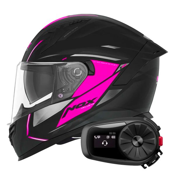 Integral NOX N401 Xeno Matt Black Pink + Kit Bluetooth 5S Solo
