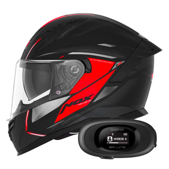 Integral NOX N401 Xeno Matt Black Red + Kit bluetooth 5R Lite Solo