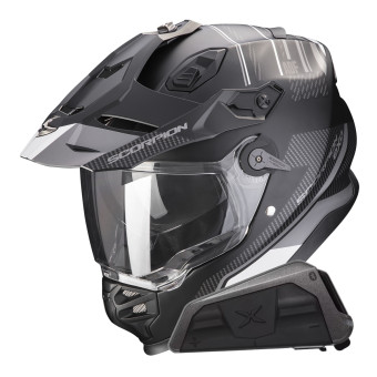 Casque Integral Scorpion ADF 9000 Air Desert Matt Black Silver + Kit bluetooth Exo-Com Link-1 Casque Integral Scorpion ADF 9000 Air Desert Matt Black Silver + Kit bluetooth Exo-Com Link-1
