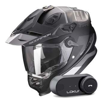Casque Integral Scorpion ADF 9000 Air Desert Matt Black Silver + Kit Bluetooth Lokui K30 Casque Integral Scorpion ADF 9000 Air Desert Matt Black Silver + Kit Bluetooth Lokui K30