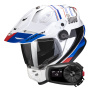 Casque Integral Scorpion ADF 9000 Air Desert White Blue Red + Kit Bluetooth 5S Solo