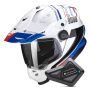 Casque Integral Scorpion ADF 9000 Air Desert White Blue Red + Kit Bluetooth BT Mini