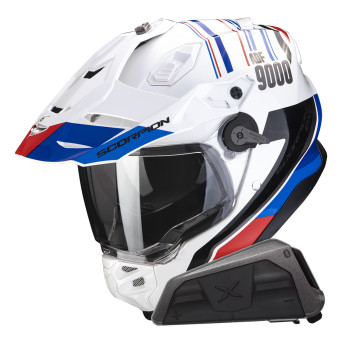 Integral Scorpion ADF 9000 Air Desert White Blue Red + Kit bluetooth Exo-Com Link-1
