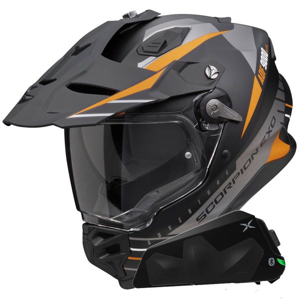 Integral Scorpion ADF 9000 Air Feat Black Mat Orange + Kit bluetooth Exo-Com Link-1C Integral Scorpion ADF 9000 Air Feat Black Mat Orange + Kit bluetooth Exo-Com Link-1C