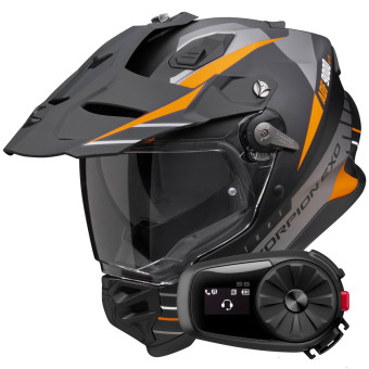 Integral Scorpion ADF 9000 Air Feat Black Mat Silver Orange + Kit Bluetooth 5S Solo