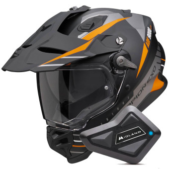 Integral Scorpion ADF 9000 Air Feat Black Mat Silver Orange + Kit Bluetooth BT Mini