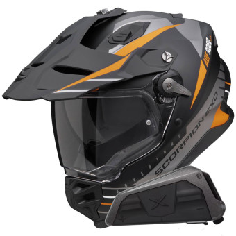 Integral Scorpion ADF 9000 Air Feat Black Mat Silver Orange + Kit bluetooth Exo-Com Link-1