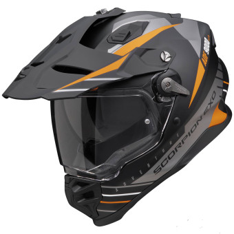Scorpion ADF 9000 Air Feat Black Mat Silver Orange + Kit bluetooth Exo-Com Link-1