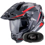 Casque Integral Scorpion ADF 9000 Air Feat Black Silver Red + Kit bluetooth 5R Lite