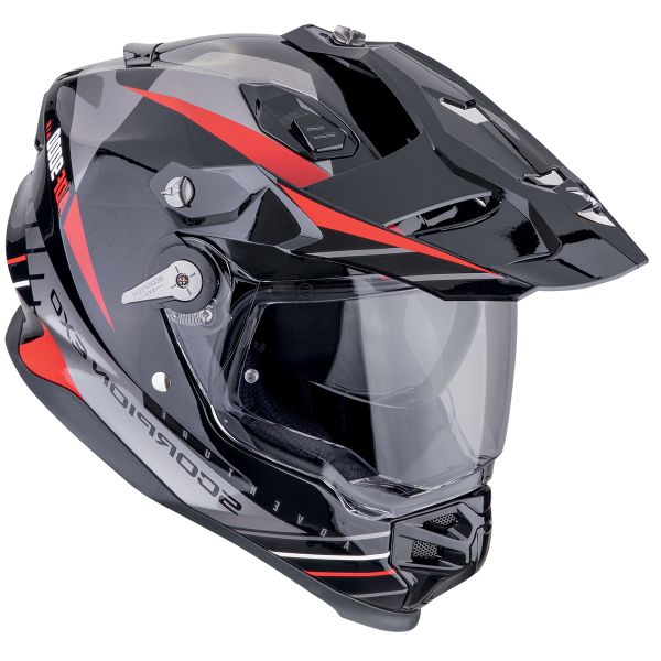 Scorpion ADF 9000 Air Feat Black Silver Red + Kit Bluetooth BT Mini