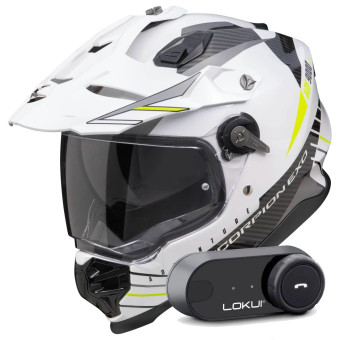 Integral Scorpion ADF 9000 Air Feat White Black Yellow fluo + Kit Bluetooth Lokui K30