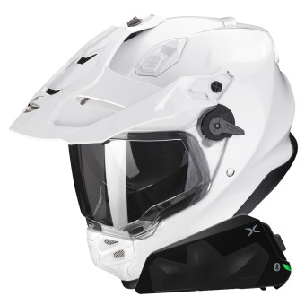 Integral Scorpion ADF 9000 Air Matt Pearl White + Kit bluetooth Exo-Com Link-1C