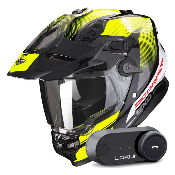 Integral Scorpion ADF 9000 Air Trail Black Neon Yellow + Kit Bluetooth Lokui K30