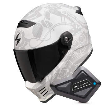 Casque Integral Scorpion Covert FX Dragon Grey Mat Silver + Kit Bluetooth BT Mini Casque Integral Scorpion Covert FX Dragon Grey Mat Silver + Kit Bluetooth BT Mini