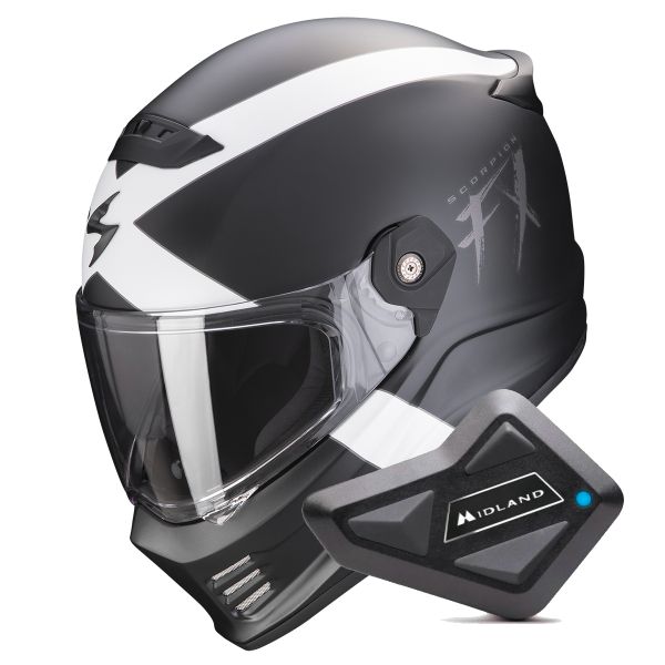 Integral Scorpion Covert FX Gallus Matt Black White + Kit Bluetooth BT Mini