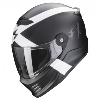 Scorpion Covert FX Gallus Matt Black White + Kit bluetooth 5R Lite