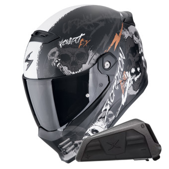 Integral Scorpion Covert FX Skullz Black Grey Red + Kit bluetooth Exo-Com Link-1