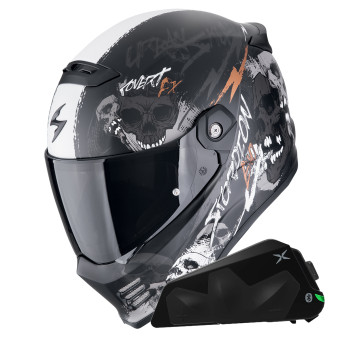 Integral Scorpion Covert FX Skullz Black Grey Red + Kit bluetooth Exo-Com Link-1C