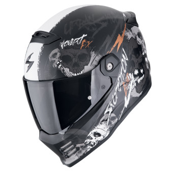 Scorpion Covert FX Skullz Black Grey Red + Kit bluetooth Exo-Com Link-1C