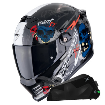 Integral Scorpion Covert FX Skullz Matt Black Grey Gold + Kit bluetooth Exo-Com Link-1C