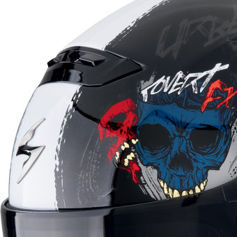 Scorpion Covert FX Skullz Matt Black Grey Gold + Kit bluetooth Exo-Com Link-1