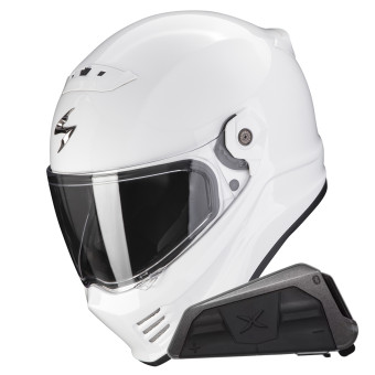 Integral Scorpion Covert FX Solid White + Kit bluetooth Exo-Com Link-1