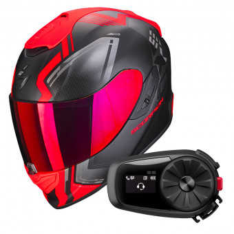 Integral Scorpion Exo 1400 Air Corsa Matt Black Red + Kit Bluetooth 5S Solo