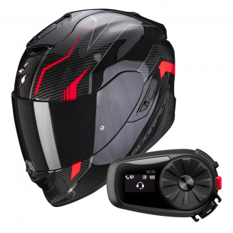 Integral Scorpion Exo 1400 Air Fortuna Black Red + Kit Bluetooth 5S Solo