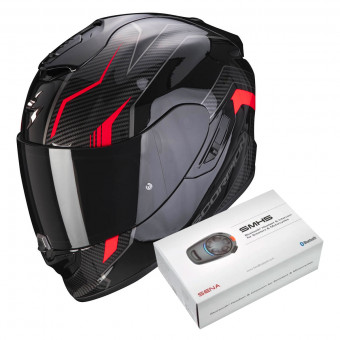 Integral Scorpion Exo 1400 Air Fortuna Black Red + Kit Bluetooth SMH5
