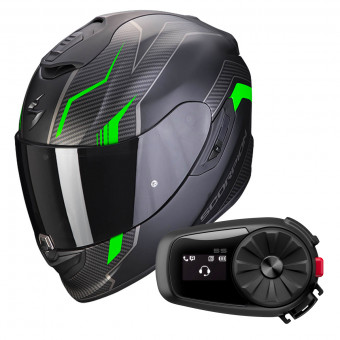 Integral Scorpion Exo 1400 Air Fortuna Matt Black Green + Kit Bluetooth 5S Solo