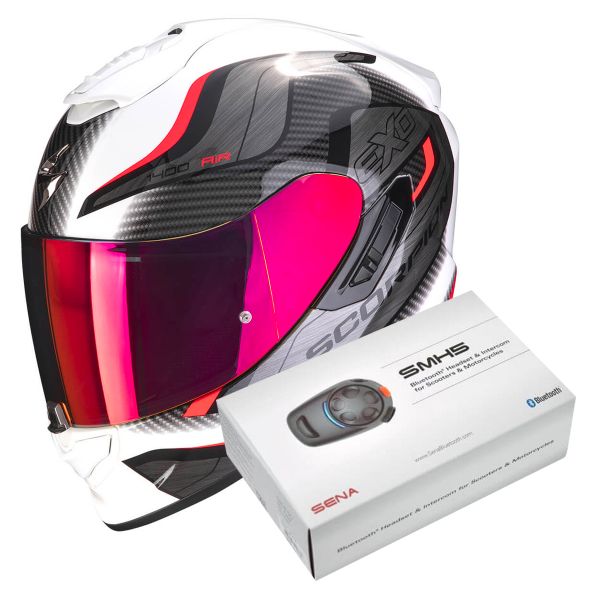 Integral Scorpion Exo 1400 Evo Air Attune White Red + Intercom Sena SMH5