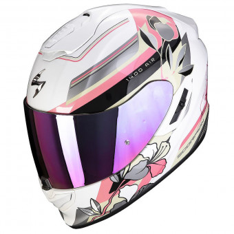 Scorpion Exo 1400 Evo Air Gaia Pearl White Pink Green + Intercom Sena SMH5
